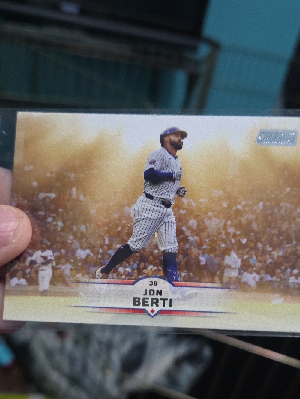 Topps White Blue Pinstripe Jon Berti Baseball Card